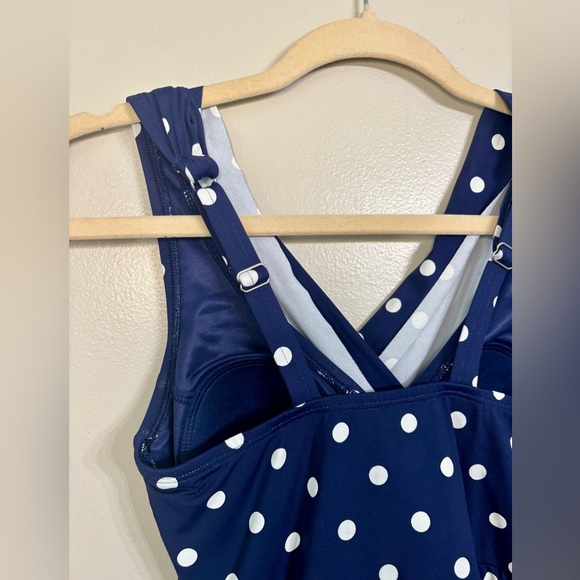 Land’s End Polka Dot Wrap One Piece Swim Dress - Picture 5 of 8